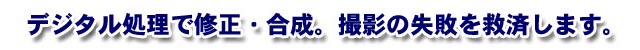 デジタル処理で修正・合成。撮影の失敗を救済します。